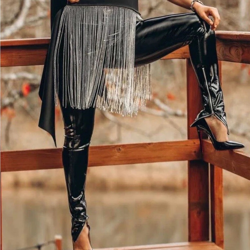 Muehleder NYC Catch Up Vinyl side zip leggings Made in USA
